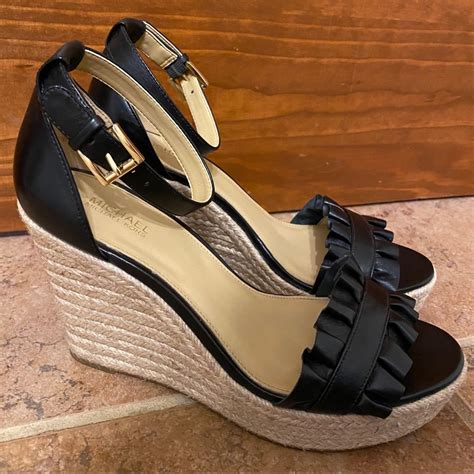 MICHAEL Michael Kors Bella Ruffled Leather Wedge 